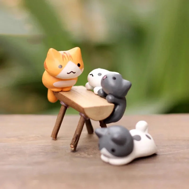 6 Pcs/Set Cartoon Lucky Cat  Home Garden Bonsai Decorations Miniatures Gift Lovely Micro Landscape Kitten Miniature Craft