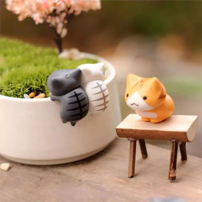 6 Pcs/Set Cartoon Lucky Cat  Home Garden Bonsai Decorations Miniatures Gift Lovely Micro Landscape Kitten Miniature Craft