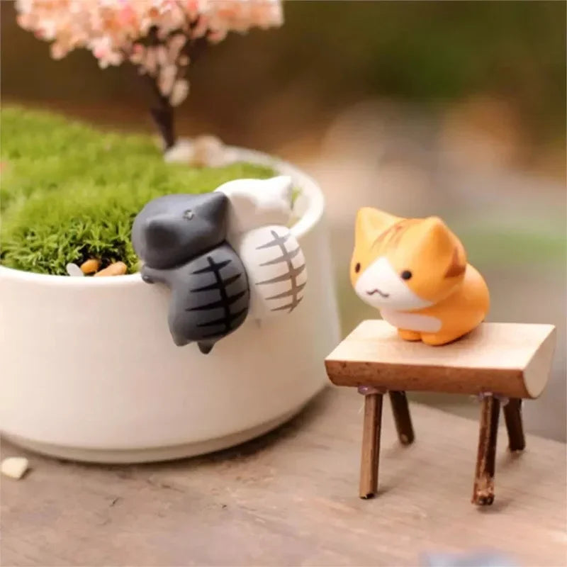 6 Pcs/Set Cartoon Lucky Cat  Home Garden Bonsai Decorations Miniatures Gift Lovely Micro Landscape Kitten Miniature Craft