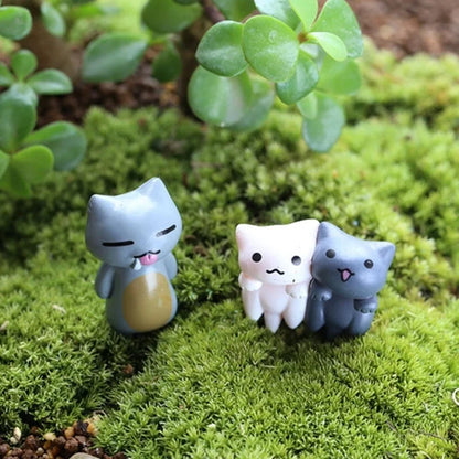 6 Pcs/Set Cartoon Lucky Cat  Home Garden Bonsai Decorations Miniatures Gift Lovely Micro Landscape Kitten Miniature Craft