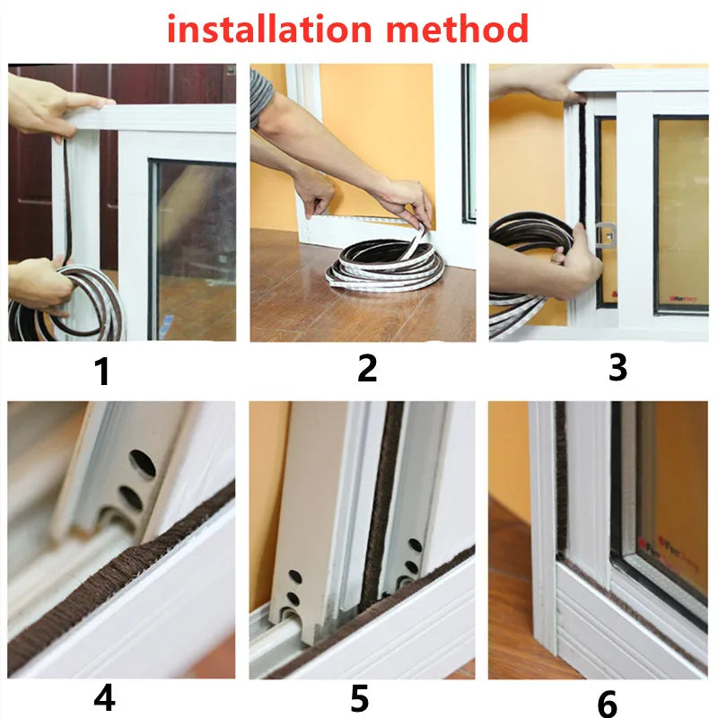 5/10M Brush Strip Self Adhesive Door Window Weather Stripping Sliding Wardrobe Door Sound Insulation Dust Sealing Strip