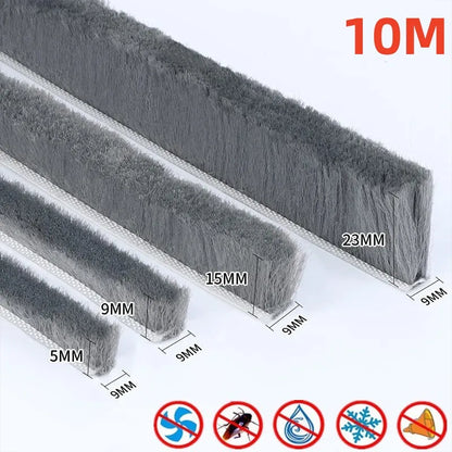 5/10M Brush Strip Self Adhesive Door Window Weather Stripping Sliding Wardrobe Door Sound Insulation Dust Sealing Strip