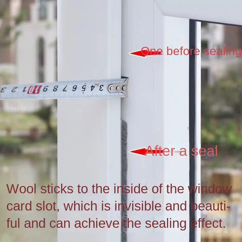 5/10M Brush Strip Self Adhesive Door Window Weather Stripping Sliding Wardrobe Door Sound Insulation Dust Sealing Strip