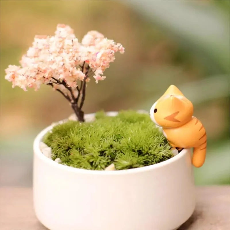 6 Pcs/Set Cartoon Lucky Cat  Home Garden Bonsai Decorations Miniatures Gift Lovely Micro Landscape Kitten Miniature Craft